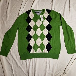 Tommy Hilfiger green v-neck sweater